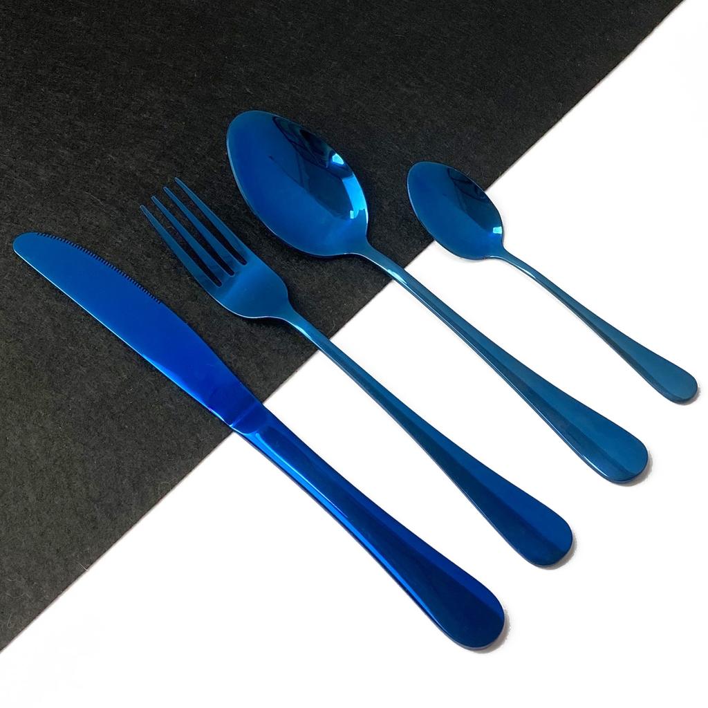 4Pcs/Set Dinnerware 304 Stainless Steel Mirror Rainbow Cutlery Set Kitchen Fork Coffee Spoon Knife Tableware Silverware Set