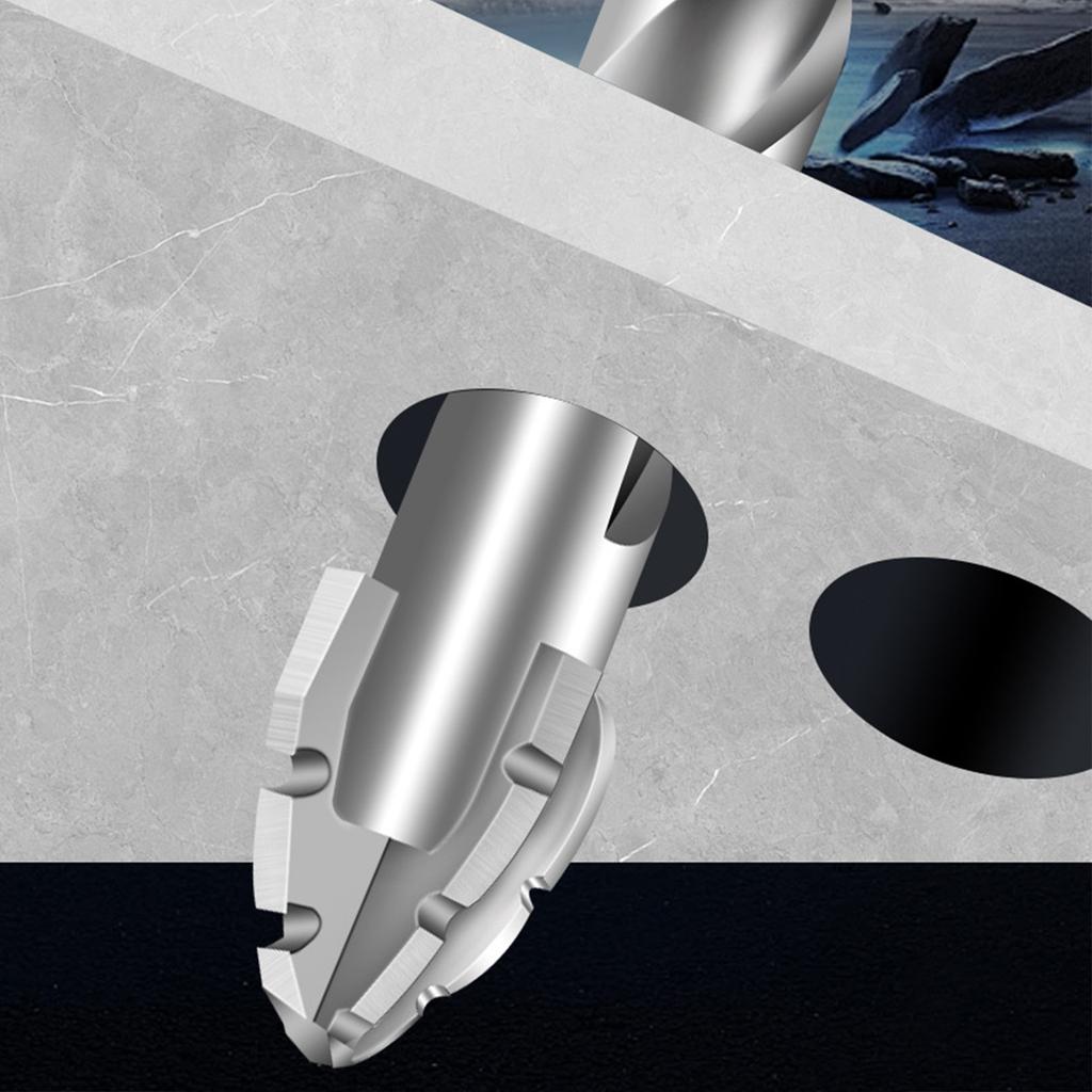 4Pcs High Performances Eccentric Drill Bits for Masonry Glass and Wood Cut with Carbide Tips and 1/4" Hex Shank Design