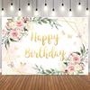 Happy Birthday Photography Backdrop Flowers Newborn Baby Shower Adult Birthday Party Banner Decor Background Photo Studio Props24