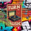 2D Flat 1pc Vintage Music Inspired Aluminium Wall Art Sign Turn on The Music 8x12 Inch Aluminium Rustic Home Bar Decor Music Studio Wall