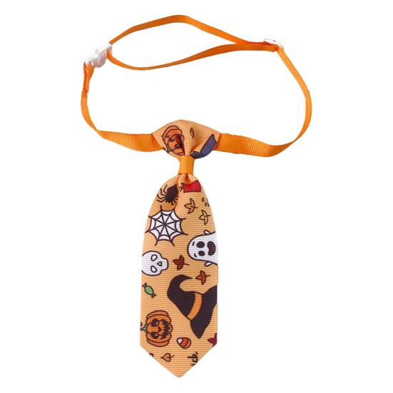Halloween Dog Tie Collar Pets Pumpkin Ghost Necktie Adjustable Necktie Collar for Cat Doggy Festive Holiday Dress-up Accessories