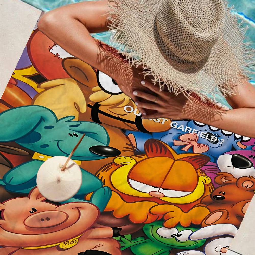 Anime G-Garfields Cat Microfiber Blanket Quick Drying Beach Towels Oversized Printing Super Absorbent Pool Towel Blanket