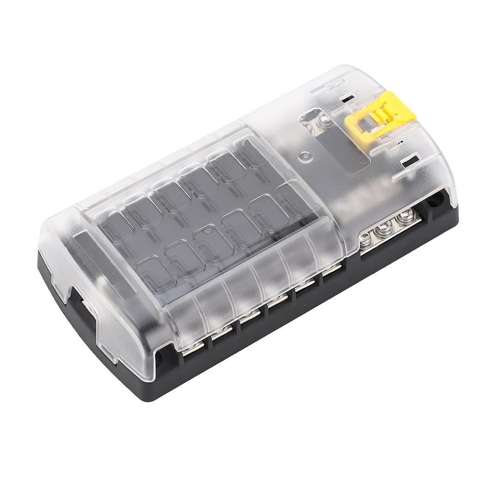 ST Blade Fuse Block 12 Circuit ATO Fuse Box with Ground Safety Lock Buckle 5A 10A 15A 20A Fuses 32V