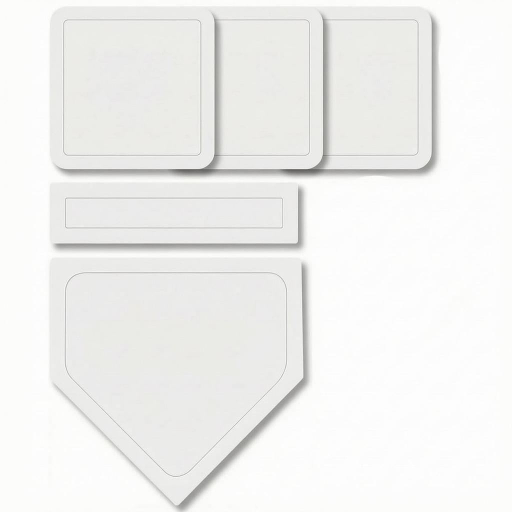5 Pieces Rubber Bases with Pitcher's Plate Flat Baseball Base Set Tear-Resistant