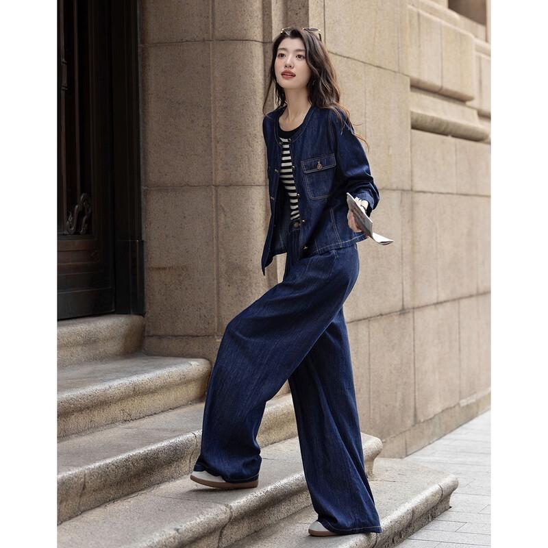 Completo due pezzi in denim e cotone nuvola da donna Demana