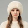 Mink Hair Hat Female Korean Version Winter New Rabbit Hair Blended Knitted Hat Temperament Headband Hat Showing Face Small Fur Hat