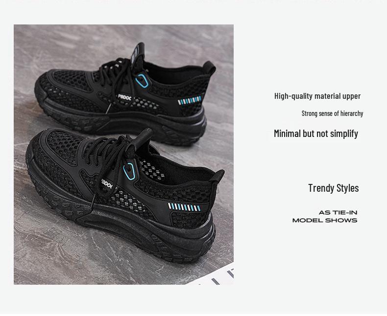 Summer Women's Breathable Mesh Sneakers with Thick Soles - Korean Style Casual Running Shoes.