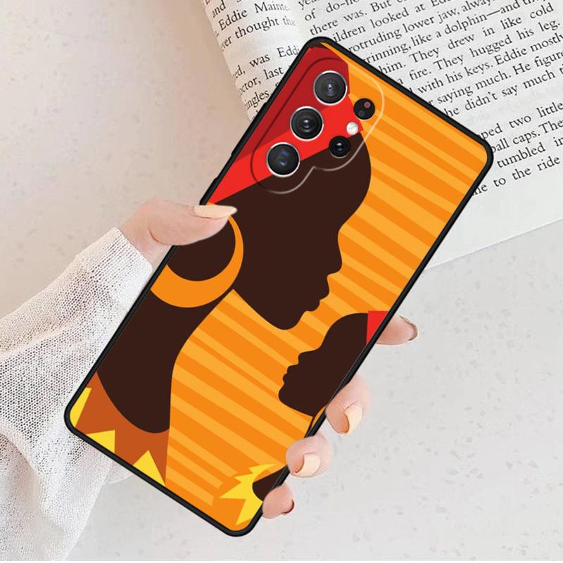 Black African Girl Phone Case For Samsung Galaxy S25 S23 S30 S8 S21 S20 FE S24 S22 Note 10 20 S8 Plus Lite Ultra