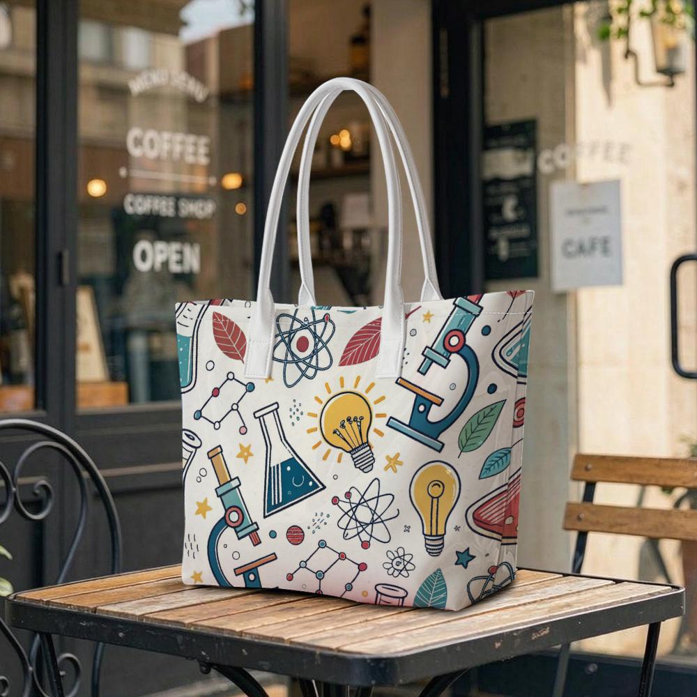 Science Pattern Shoulder Bag Casual Daily Tote Bag Lightweight Handbag