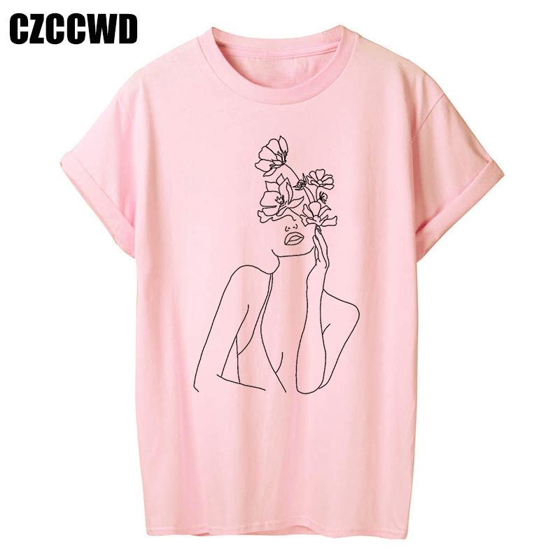 Flowers Face Abstract Simple Women Tshirt High Elasticity Casual Funny T Shirt Gift For Lady Yong Girl Top Tee Drop Ship Tshirt