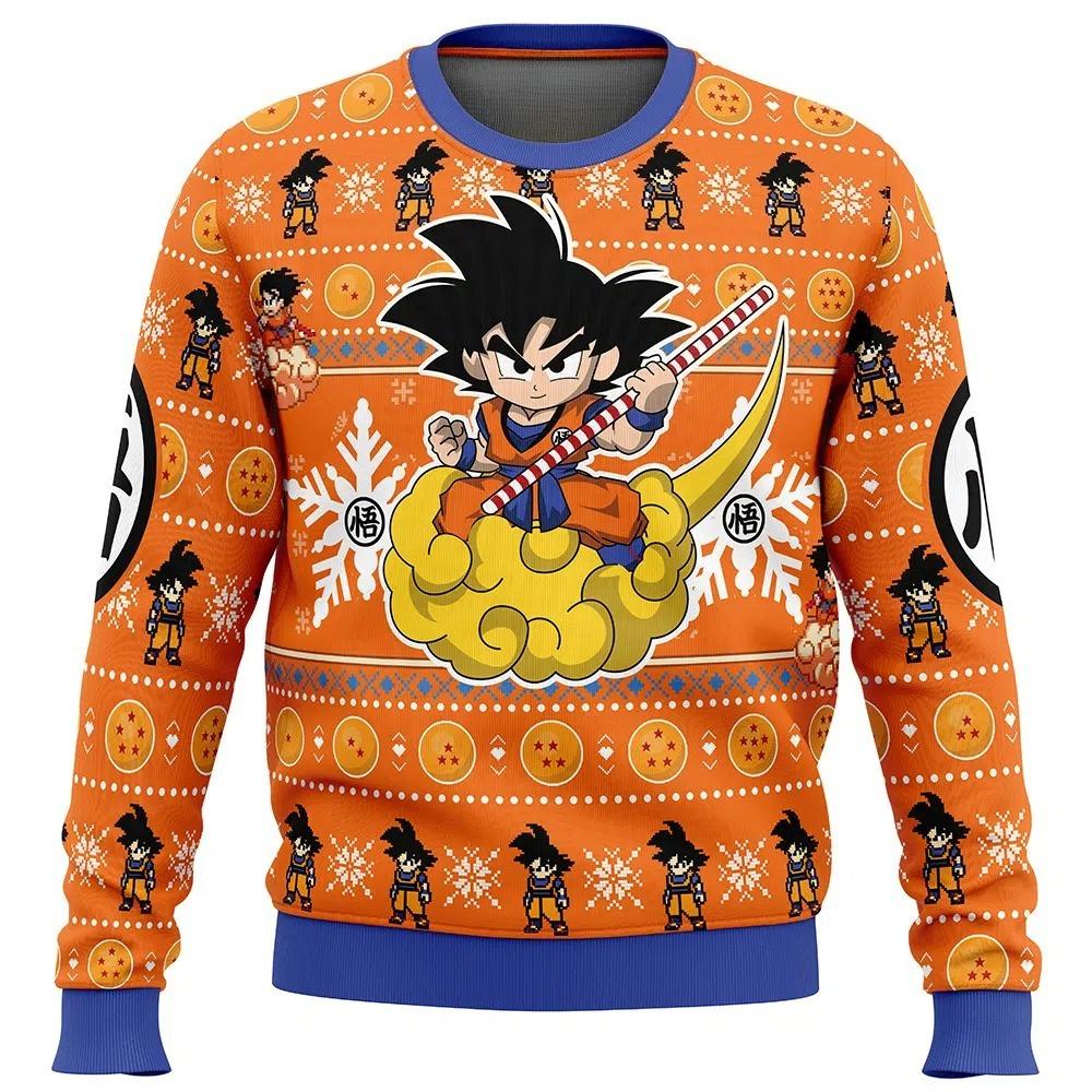 Podzim Zima 2026 Dragon Ball Kid Goku Nimbus Cosplay Mikina s kapucí, Retro Streetwear Oversized Top s 3D potiskem pro Unisex děti