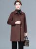 Women's Plus Size Mid-Length Wool Coat - Double-Sided, Fashionable Autumn/Winter Outerwear for Middle-Aged and Elderly