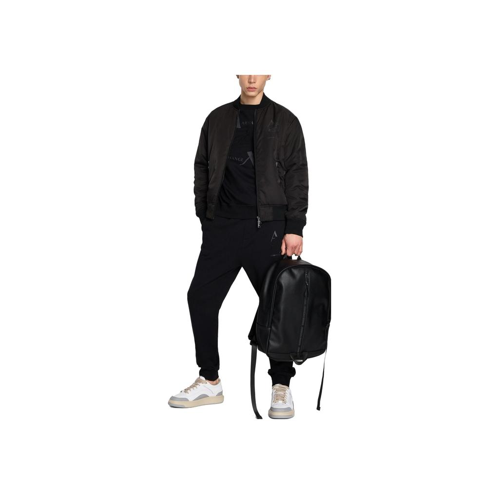 Armani Exchange Loose Fit Round Neck Printed Long Sleeve Sweatshirt Men Sweatshirt Black 6RZMAMZJ9KZ1200