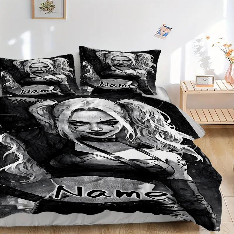 Custom Textile Harley Quinn Bedding 3 Piece Set HD Print Duvet Cover Pillowcases for Teens Adult Bedroom Decoration