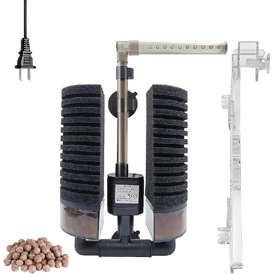 10-20 Gal Aquarium Sponge Filter with Pump,Electric Power Sponge Filter for Shrimp Betta Axolotl Betta Nano Fish Tank,Upgrade Clip Installation