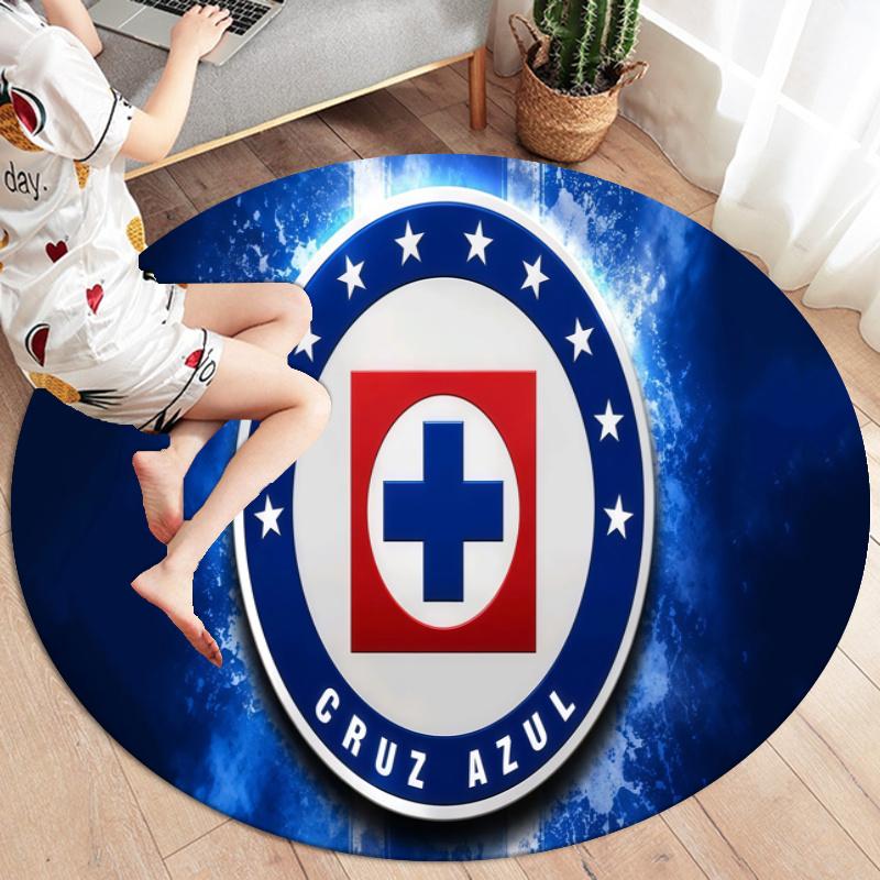 Cruz Azul Round Area Rug,Carpet Rug for Living Room Bedroom Sofa Playroom Decor,Non-slip Floor Mat