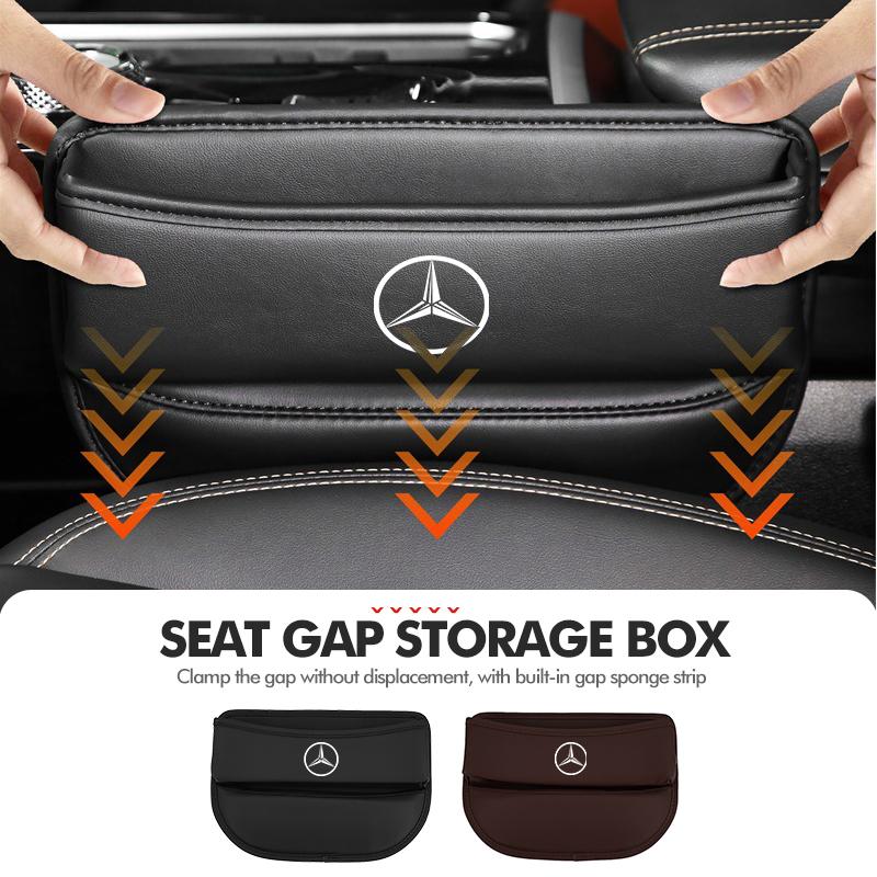 AABCR1 For Benz Car Seat Gap Storage Box Leather Storage Pocket Keys Card Phone Holder Accessories AMG Exclusive W204 W222 W205 W203