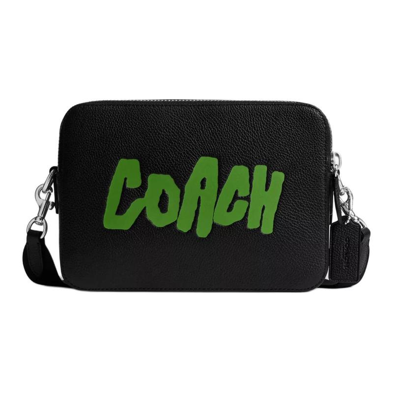 

COACH Charter 24 Monogram Leather Crossbody Shoulder Bag Medium Women s Black чорний