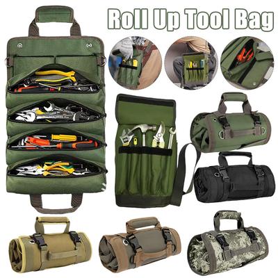 Multifunctional Roll Up Tool Bag Large Capacity Oxford Hanging Tool Bags Wear-Resistant Electrician Hardware Tools Organizer