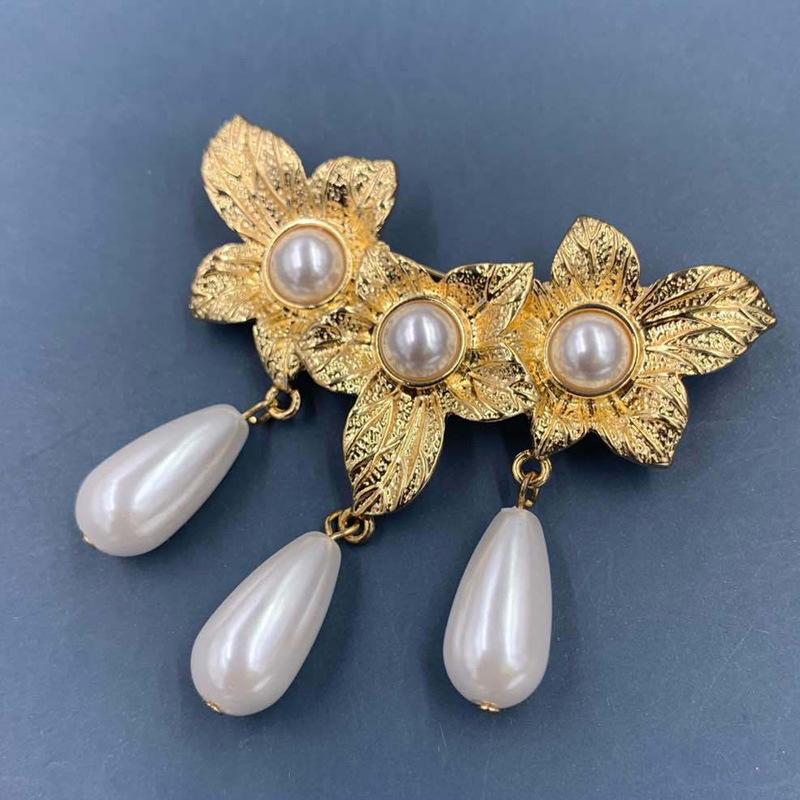 Retro Gold Barock Stern Mond Bogen Tulpe Ginkgo Brosche
