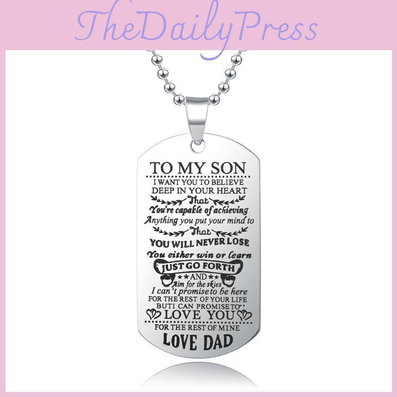 Stylish Fashion Necklace Dog Tag For My Son Daughter Dad Mom Ideal Birthday Gift