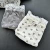 Lady Spring and Autumn Lovely Love Printed Lace Edge Wrapped Hip Mid Waist Underwear