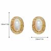 Vintage Oval Metal Pearl Earrings Imitation Geometric Exaggerated Earrings  Party Accessories