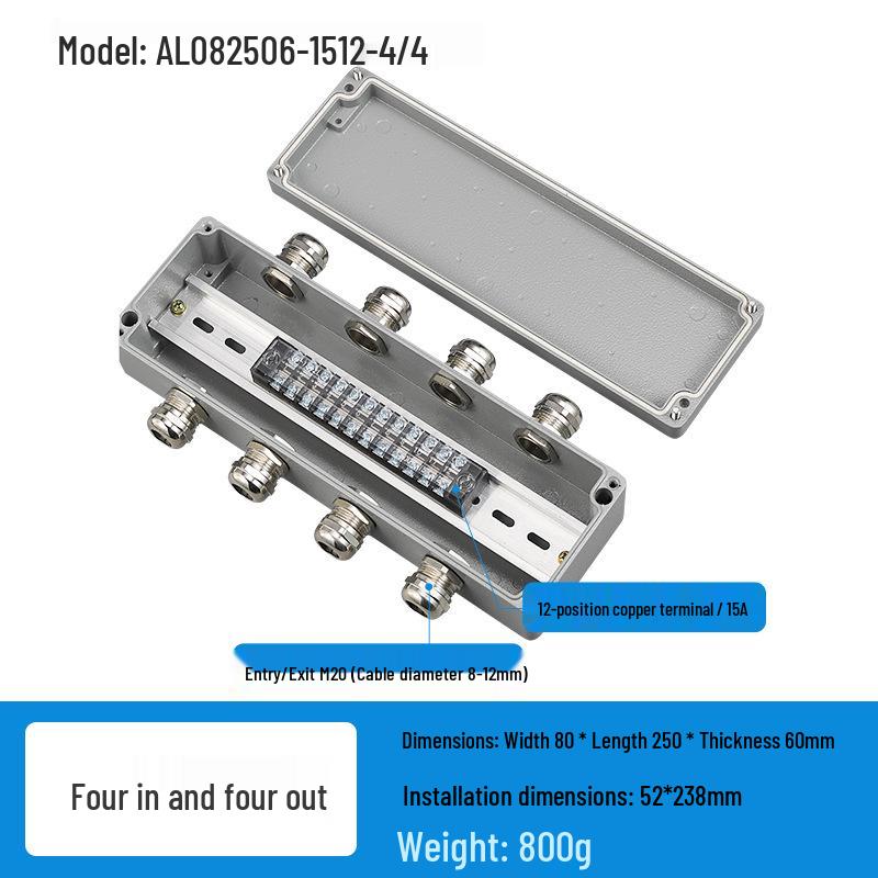 Caja de Conexiones Estanca para Exteriores de Aleación de Aluminio con Terminales