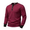 Chemise rayée à manches longues et demi-boutonnage pour homme