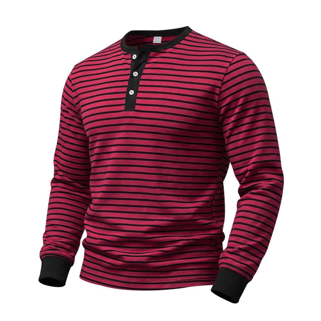 Chemise rayée à manches longues et demi-boutonnage pour homme