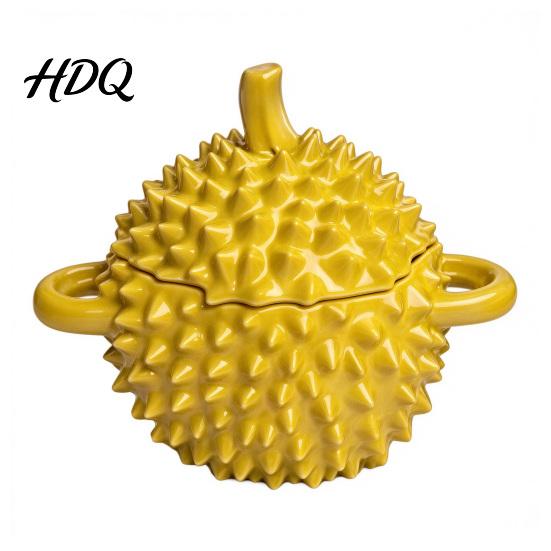 Dollhouse Food Decor Mini Fruit Shaped Stew Pot with Lid Tomato Pumpkin Durian Cooking Small Alloy Pot 1:12 Scale Doll House Kitchen Accessory,