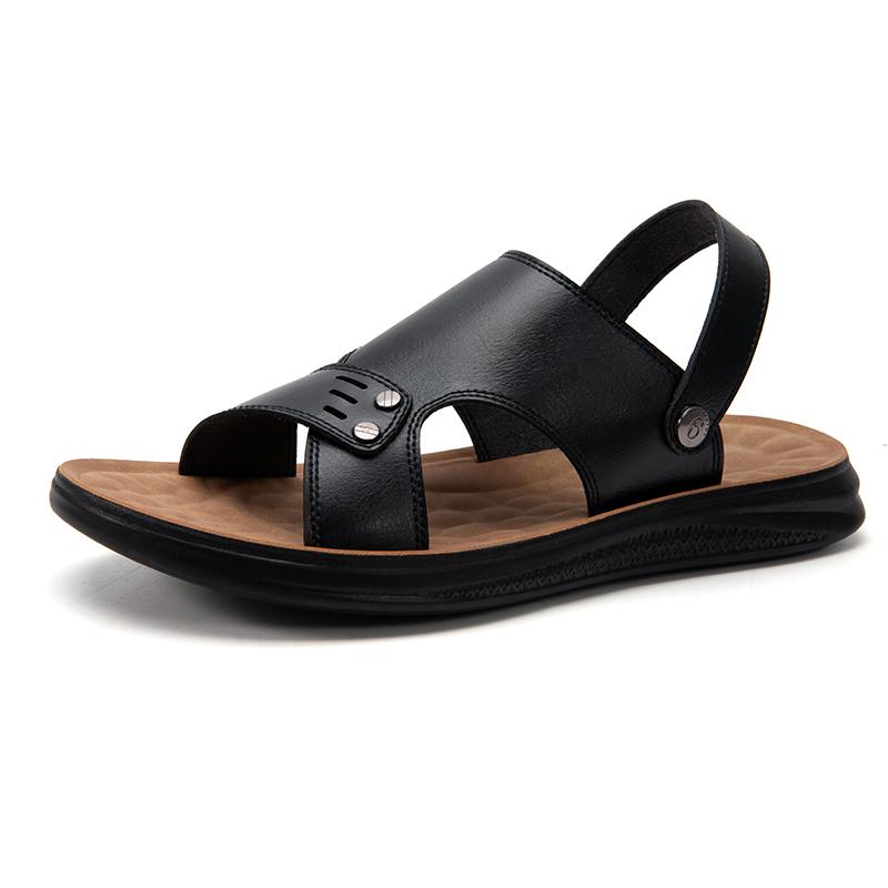 

Мода Мужские Летние Новые Сандалии Бестселлеры 2024 Дышащая Мужская Уличная Обувь С Перфорацией Противоскользящие Шлепанцы Новая Кожаная Обувь для Рыбалки 44 черный коричневый