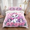 3pcs Marie Cat Print Cover Set Ultra Soft, Breathable, and Comfortable Bedding with Stylish Design for Bedroom and Guest Room Decor 1 Cover and 2