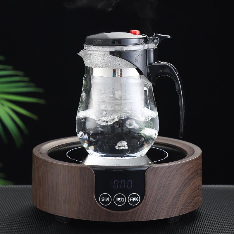 HMLOVE Värmebeständig Glas Tekanna Puer Vattenkokare Teinsats Kinesisk Kung Fu Teservis Set Högt Borosilikat Förtjockning Uppvärmbar Kanna