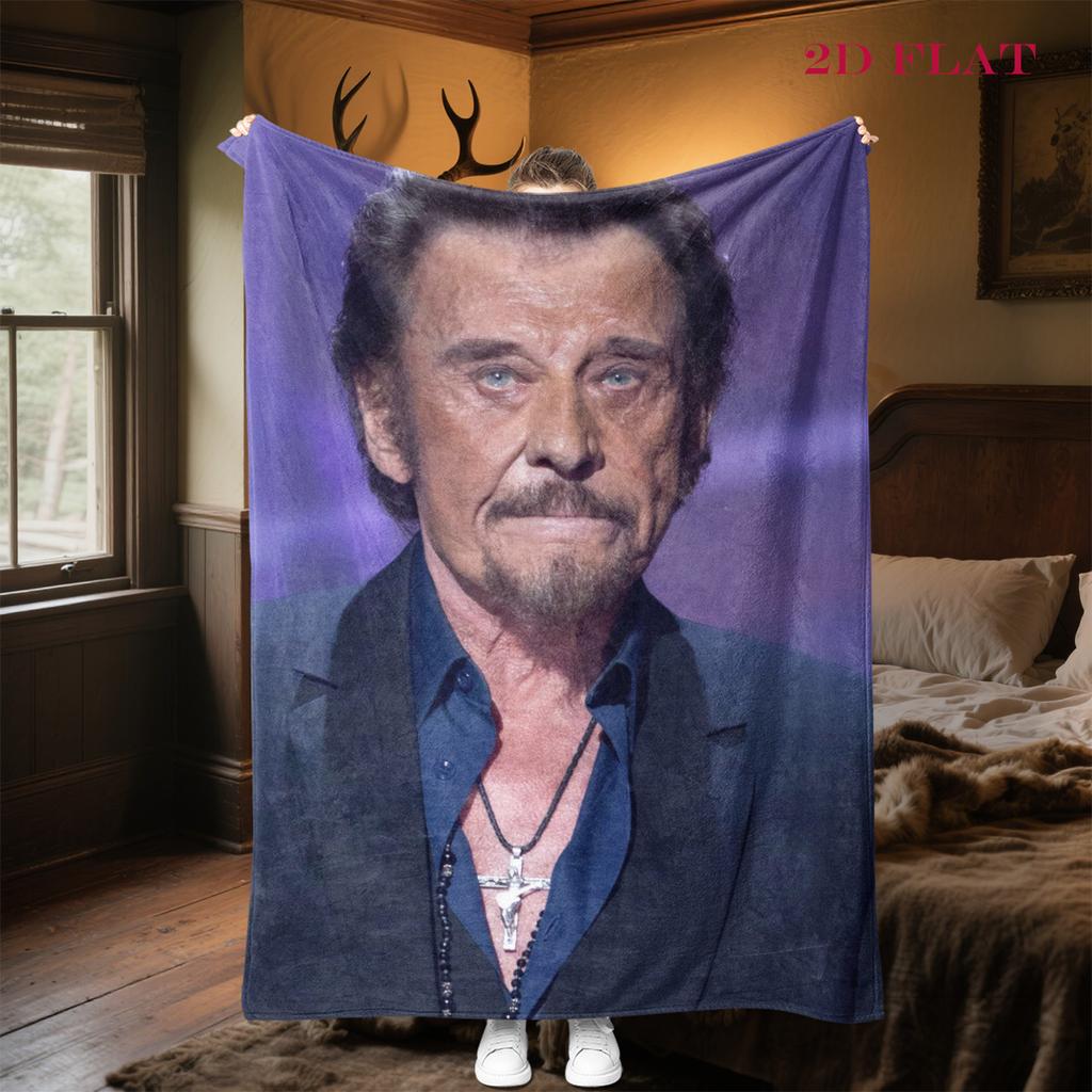 Rock Legend Johnny Halliday blanket Home Decor sofa blanket Digital printing Machine washable bedroom