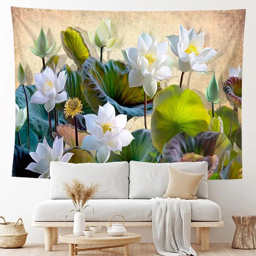 Lotus Leaf Lotus Room Decorative Tapestry Home Wall Decor Office Living Room Tapestry
