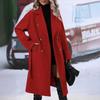 Women's Mid Length Wool Coat Double Breasted Trench Coat Long