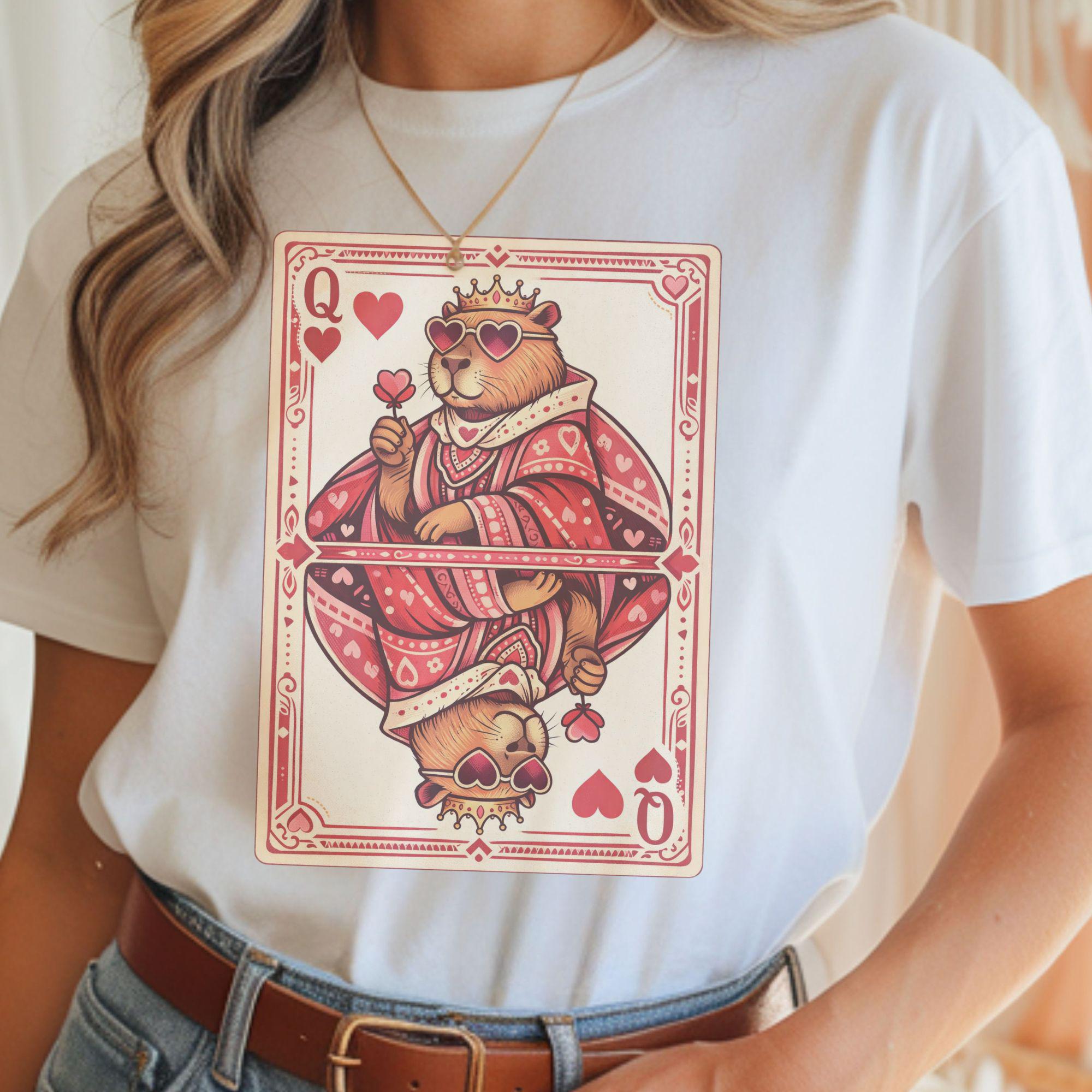 

2026 Summer Womens Queen of Chill Capybara T Shirt Pure Cotton and Breathable Short Sleeve Streetwear Oversized Loose Casual 4XL