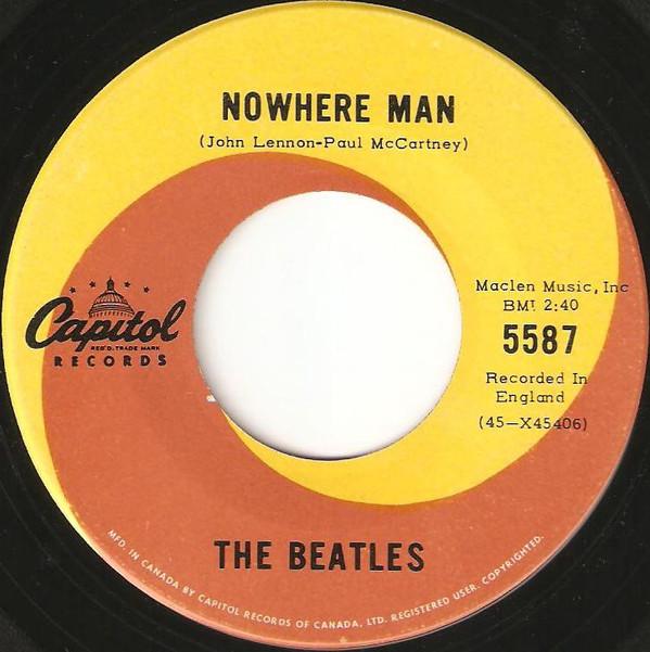 

7inch Record BEATLES Nowhere Man 5587 Capitol Records 1966 Canada Rock Used