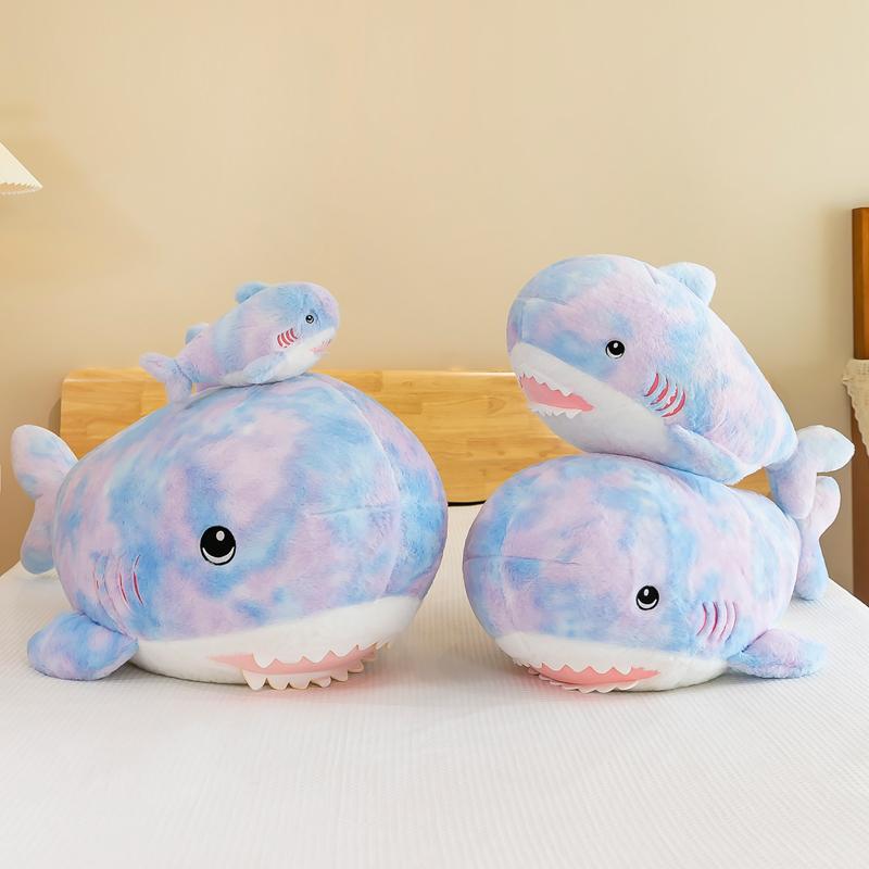 

Rainbow Shark Plush Playthings Gentle Stuffed Cozy Hugging Whale Cushion Animal Dolll Pillows Birth Date Gifts 28cm