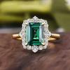 2026 New Luxury Fashion Green Zirconia Crystal Ring for Women's Engagement/Wedding/Anniversary Party Personalized Jewelry