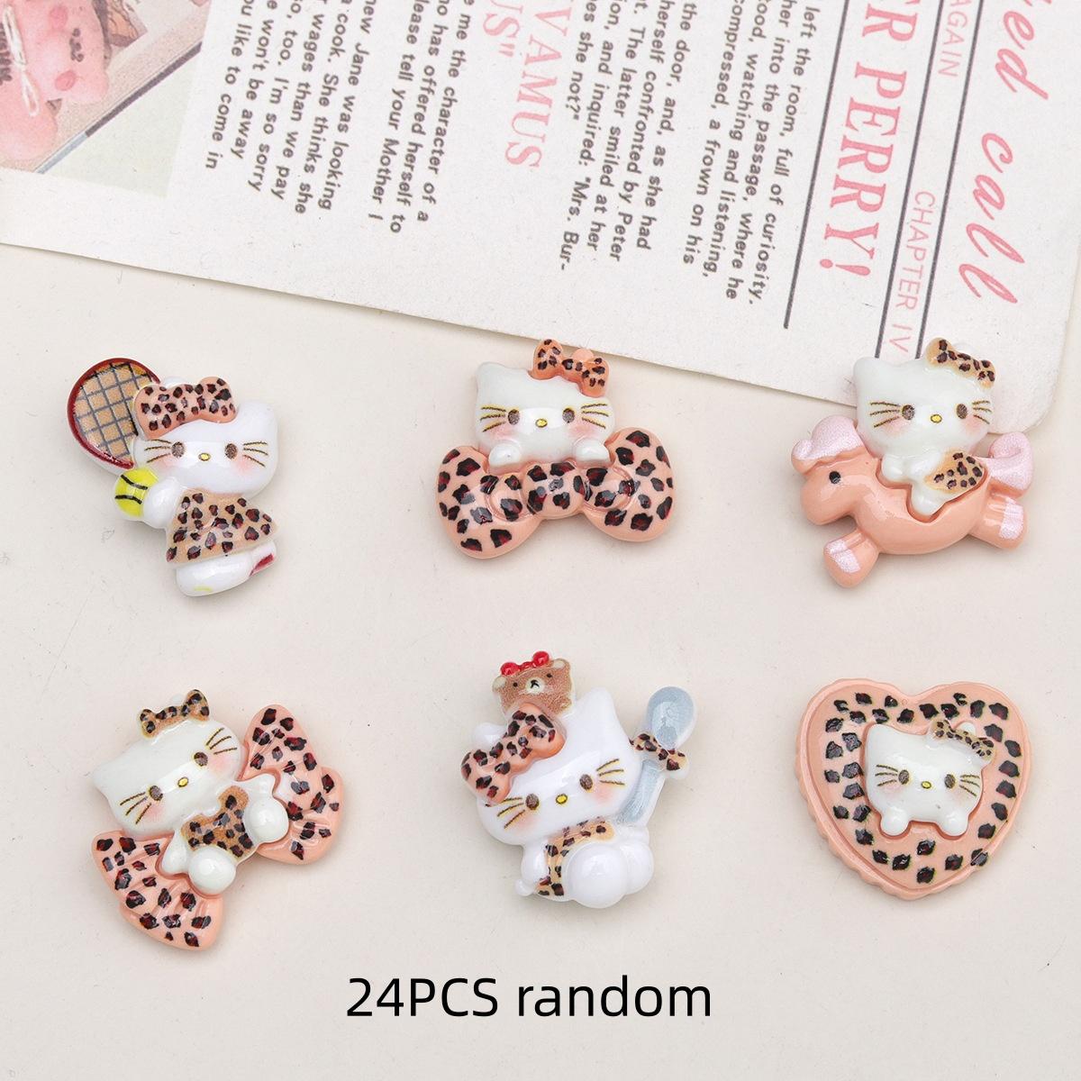 

24/120PCS Cartoon DIY resin accessories, leopard print cream gel hair clip, phone case, keychain, pendant accessories