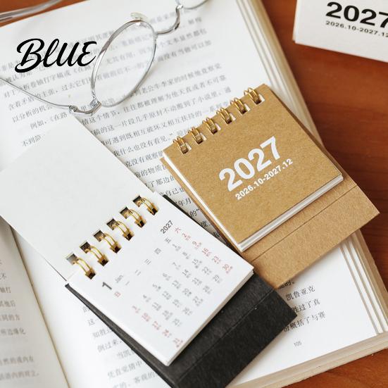 Gold Twin Binding Desk Calendar Mini 2026-2027, Oct 2026 To Dec 2027 Standing Flip Small Artistic Office Stationery Supplies Calendar, 14 Monthly