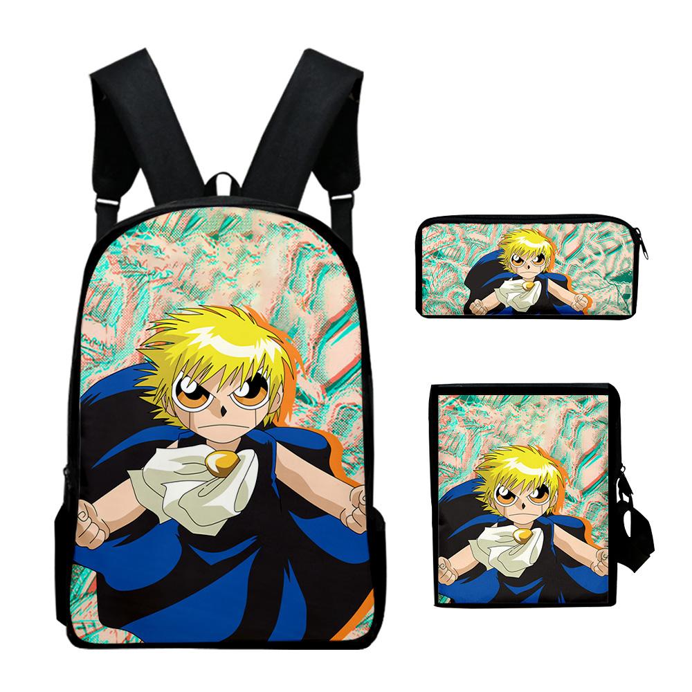 Klassisch Neuheit Zatch Bell Anime 3D-Druck 3 Stück/Set Schüler Rucksäcke Laptop Tagesrucksack Rucksack Schräg Schultertasche Federmäppchen