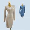 Korean Style New Autumn and Winter Polo Collar Sweater Skirt Silm Mid Length Long Length Knitting Base Dress Women