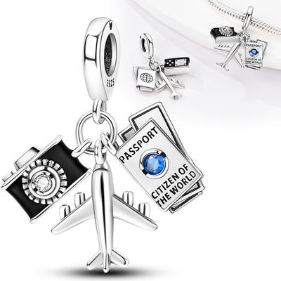 Charms Plata Elegant Camera Passport Aircraft Pendants Fit Original Bracelets Charms For Women Jewelry Diy Making Gifts