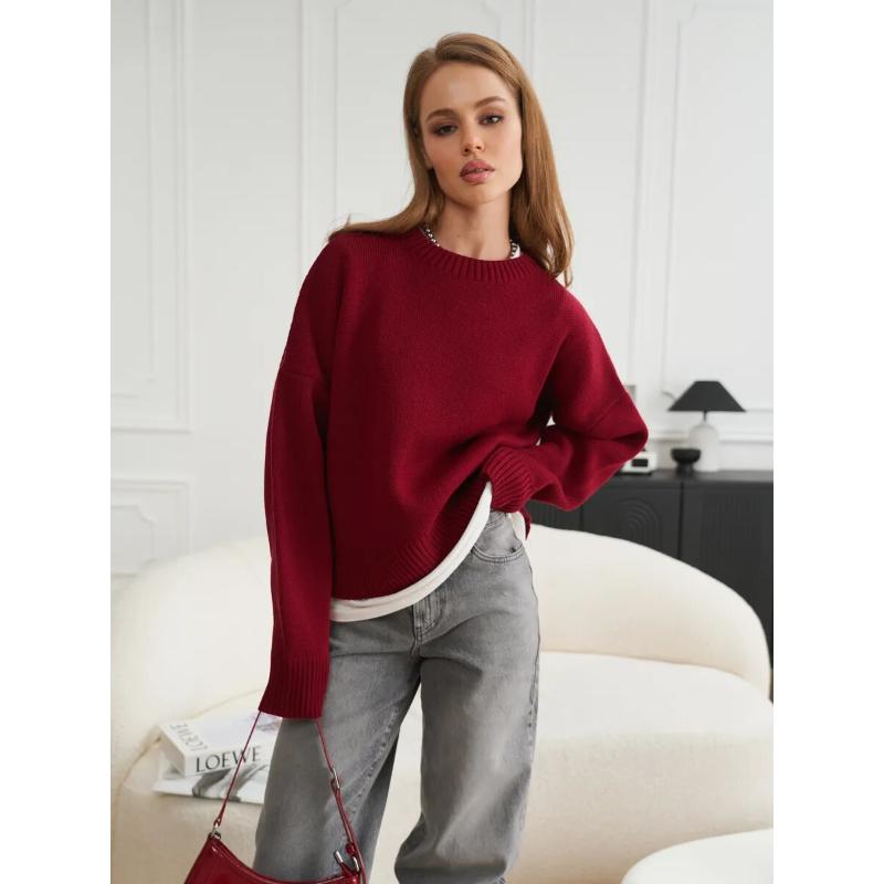 Fall Winter Oversized Sweaters for Women Casual Crewneck Pullover Long Sleeve Fuzzy Chunky Knit Tops Blouse Women's Warm Pullover Sweater Tops Outfits