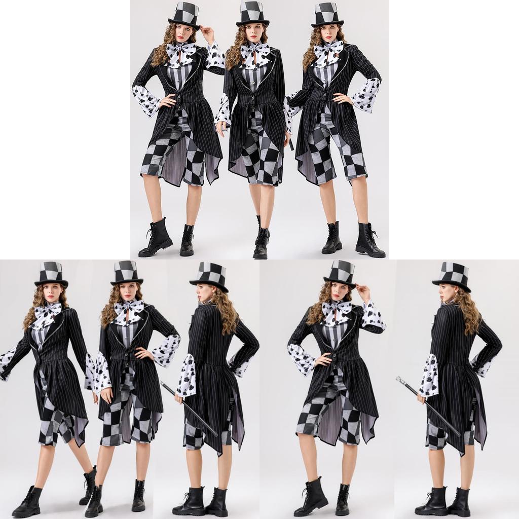 Alice In Wonderland Halloween Costume For Women With Satin Hat And Magic Accessories