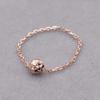 585 Purple Gold Plated 14k Rose Gold Sparkling Round Bead Chain Rings for Women Adjustable Classic Design Simple Charm Jewelry