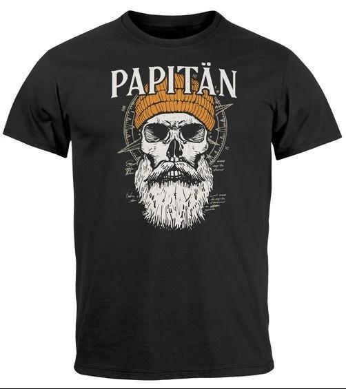 Mens T-Shirt Captain Sailor Skull Print Print Fathers Day Gift Idea M